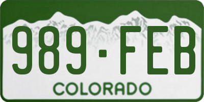 CO license plate 989FEB