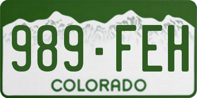 CO license plate 989FEH