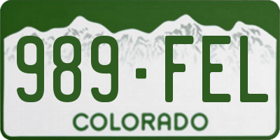 CO license plate 989FEL