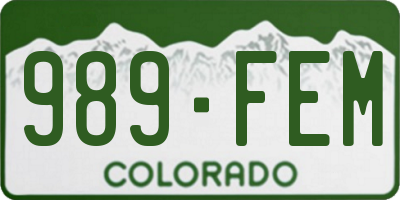 CO license plate 989FEM