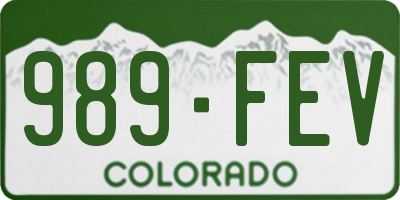 CO license plate 989FEV