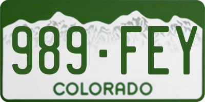 CO license plate 989FEY