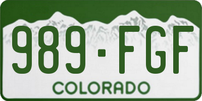 CO license plate 989FGF