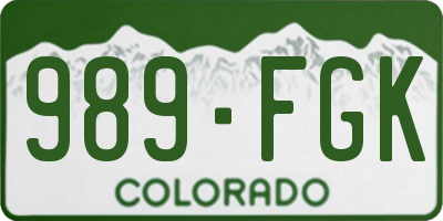 CO license plate 989FGK