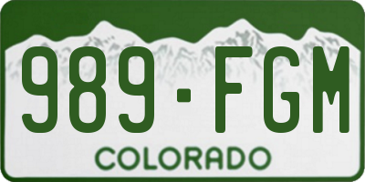 CO license plate 989FGM
