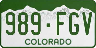 CO license plate 989FGV