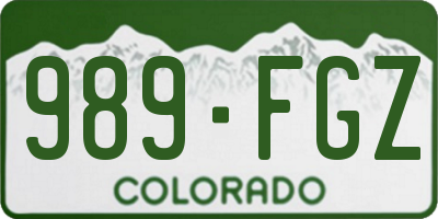 CO license plate 989FGZ