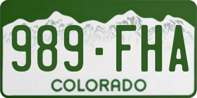 CO license plate 989FHA