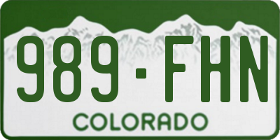 CO license plate 989FHN