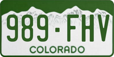 CO license plate 989FHV