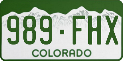 CO license plate 989FHX