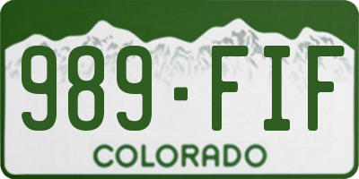 CO license plate 989FIF