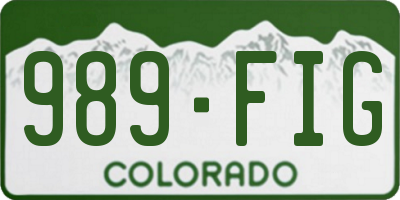 CO license plate 989FIG
