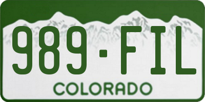 CO license plate 989FIL