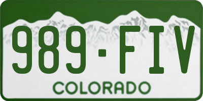 CO license plate 989FIV