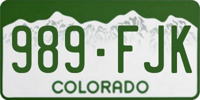 CO license plate 989FJK