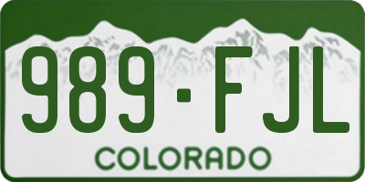 CO license plate 989FJL