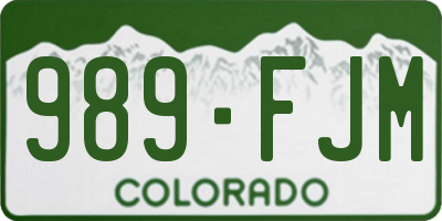 CO license plate 989FJM