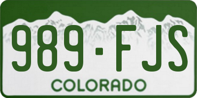 CO license plate 989FJS