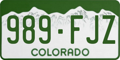 CO license plate 989FJZ