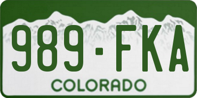 CO license plate 989FKA