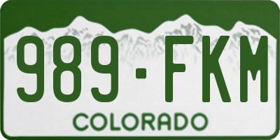 CO license plate 989FKM
