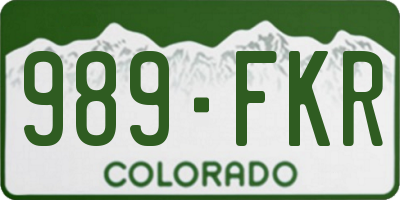 CO license plate 989FKR