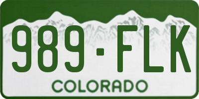 CO license plate 989FLK