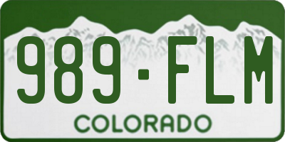 CO license plate 989FLM