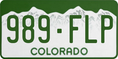 CO license plate 989FLP
