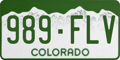 CO license plate 989FLV