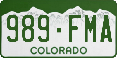 CO license plate 989FMA