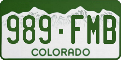 CO license plate 989FMB