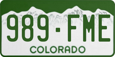 CO license plate 989FME
