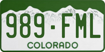 CO license plate 989FML