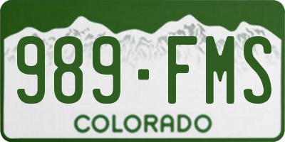 CO license plate 989FMS