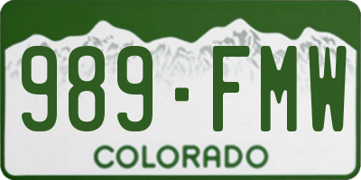CO license plate 989FMW