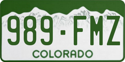 CO license plate 989FMZ