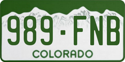 CO license plate 989FNB