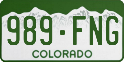 CO license plate 989FNG