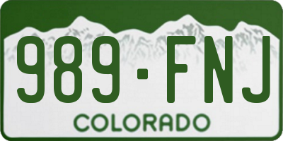 CO license plate 989FNJ