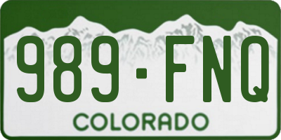 CO license plate 989FNQ