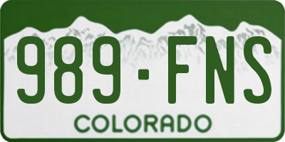CO license plate 989FNS