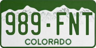CO license plate 989FNT