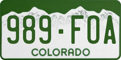 CO license plate 989FOA