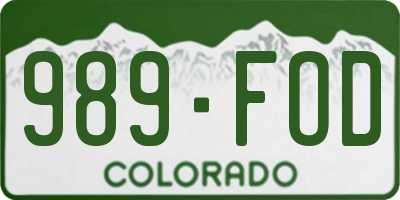 CO license plate 989FOD