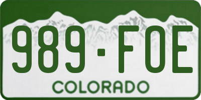 CO license plate 989FOE