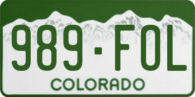 CO license plate 989FOL