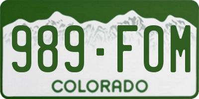 CO license plate 989FOM