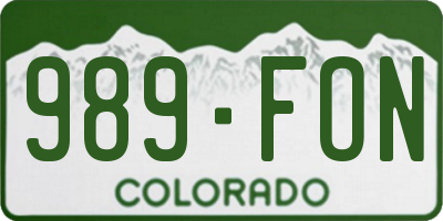 CO license plate 989FON